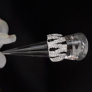 Vintage JCM Silver Tone Pave Crystal Ring Size 8.5